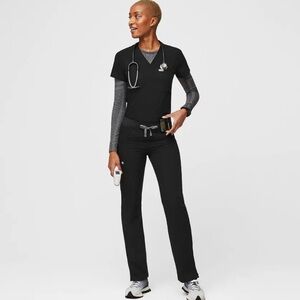 Figs Scrub Set Black Catarina Top + Kade Pant